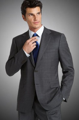 Canali Charcoal Grid Wool Suit